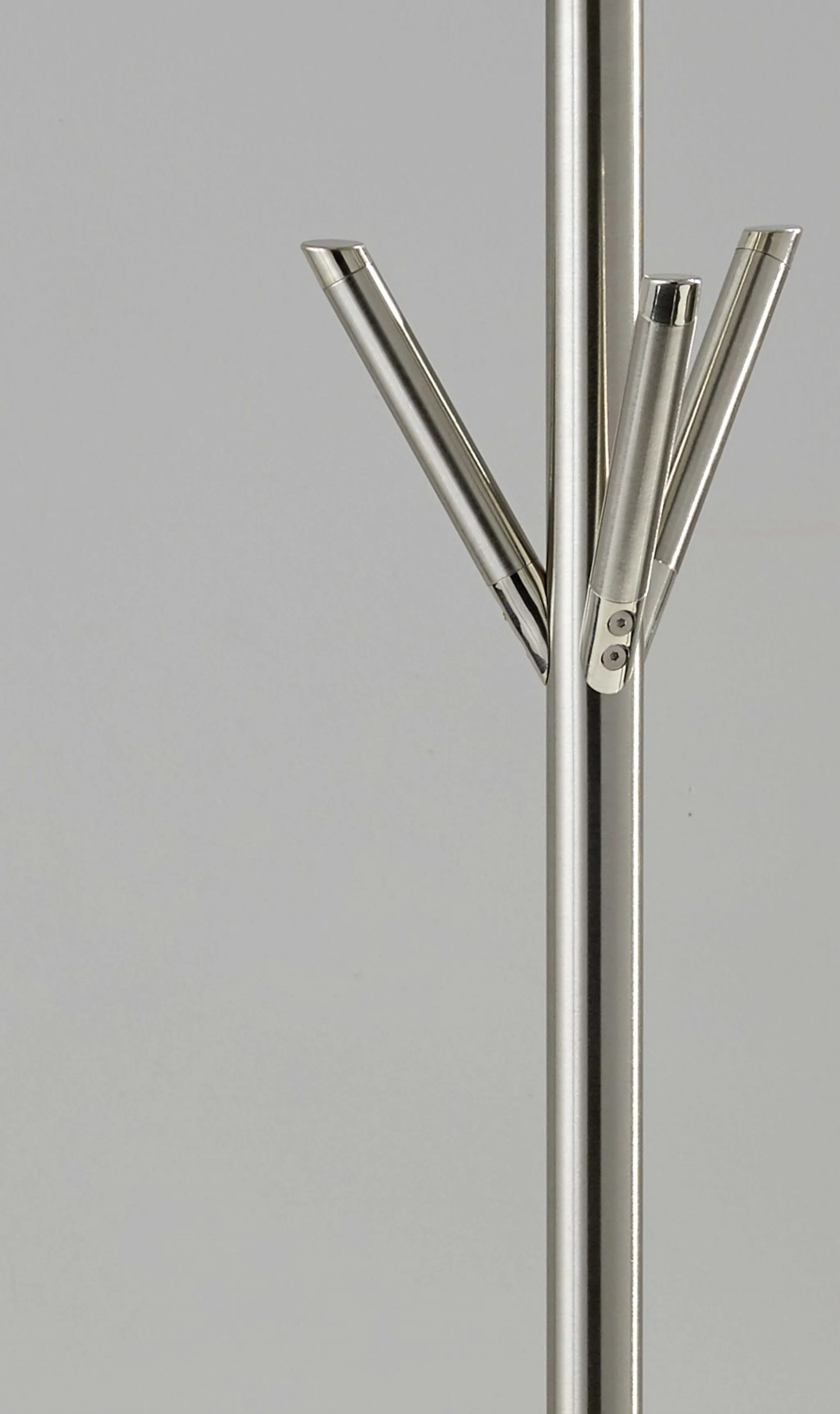 12" Stylish Brushed Steel Pyramid Coat Rack - Modern Design with Dual-Level Pegs for Home & Office
