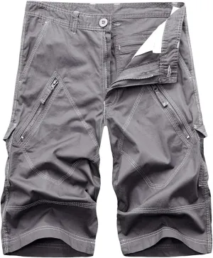 2024 Mens Cargo Shorts Casual Classic fit Athletic Workout Summer Shorts Outdoor Hiking Shorts for Men with Zipper Pockets