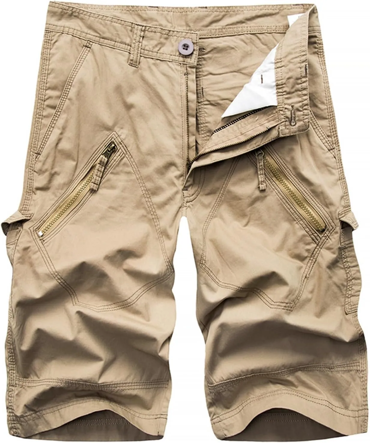 2024 Mens Cargo Shorts Casual Classic fit Athletic Workout Summer Shorts Outdoor Hiking Shorts for Men with Zipper Pockets