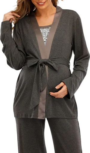 3 Piece Maternity and Nursing Pajamas Set | Comfortable & Beautiful Sleepwear/Loungewear Set | 97% Cotton