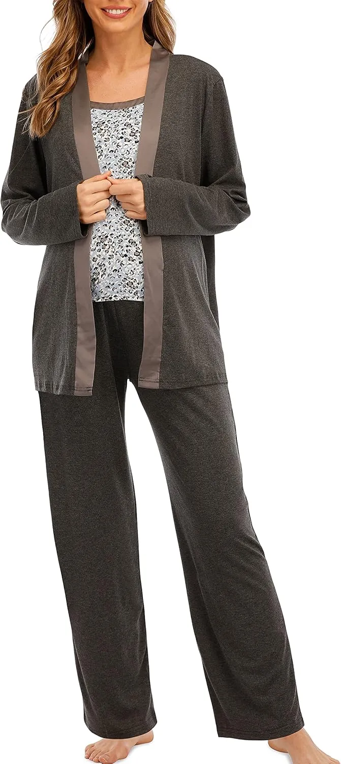 3 Piece Maternity and Nursing Pajamas Set | Comfortable & Beautiful Sleepwear/Loungewear Set | 97% Cotton