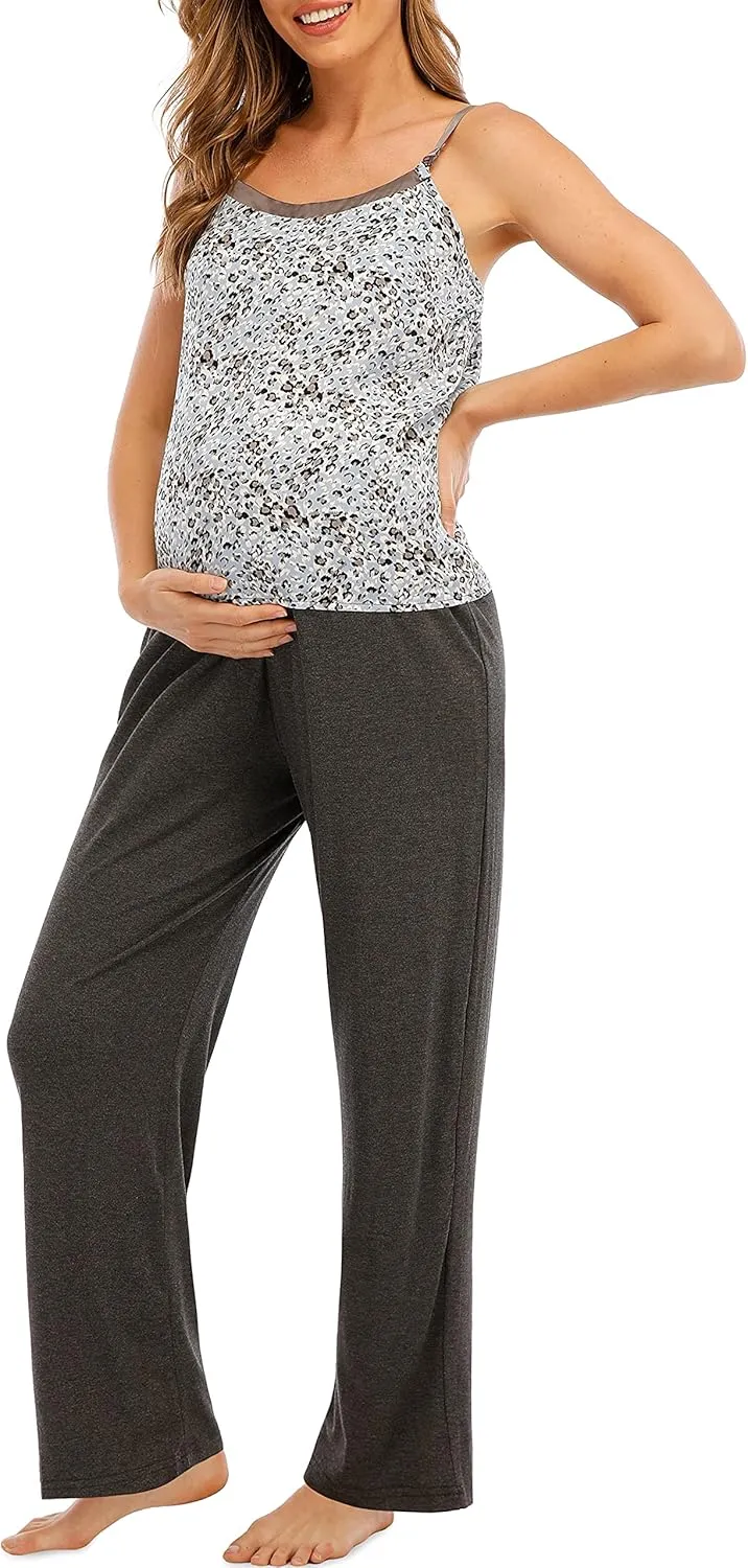 3 Piece Maternity and Nursing Pajamas Set | Comfortable & Beautiful Sleepwear/Loungewear Set | 97% Cotton
