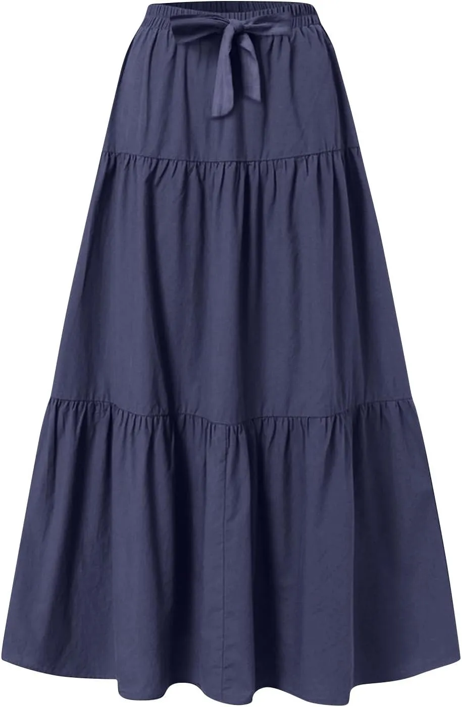 ADHOWBEW Skirts for Women Midi Length Sexy Trendy Flowy Casual Cotton Smocked Bohemian High Waist Skirts