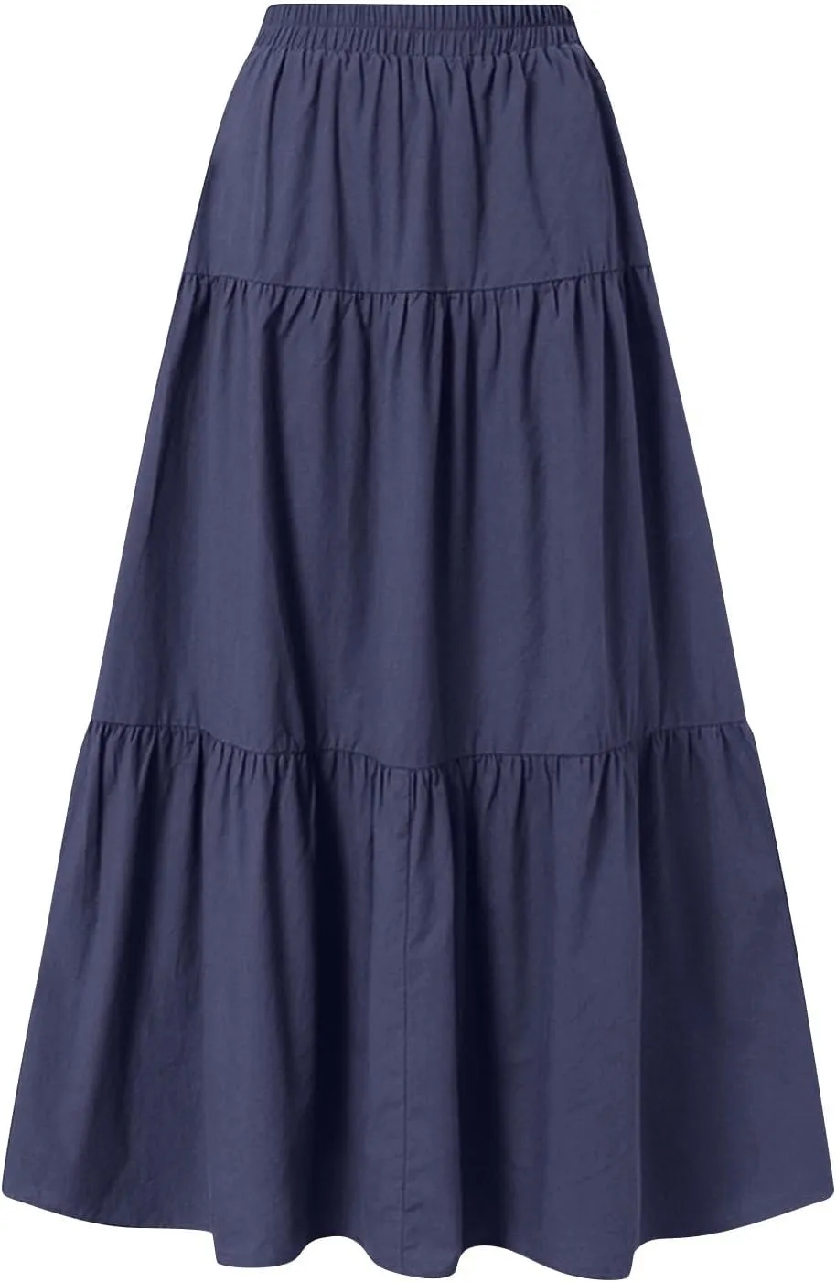 ADHOWBEW Skirts for Women Midi Length Sexy Trendy Flowy Casual Cotton Smocked Bohemian High Waist Skirts