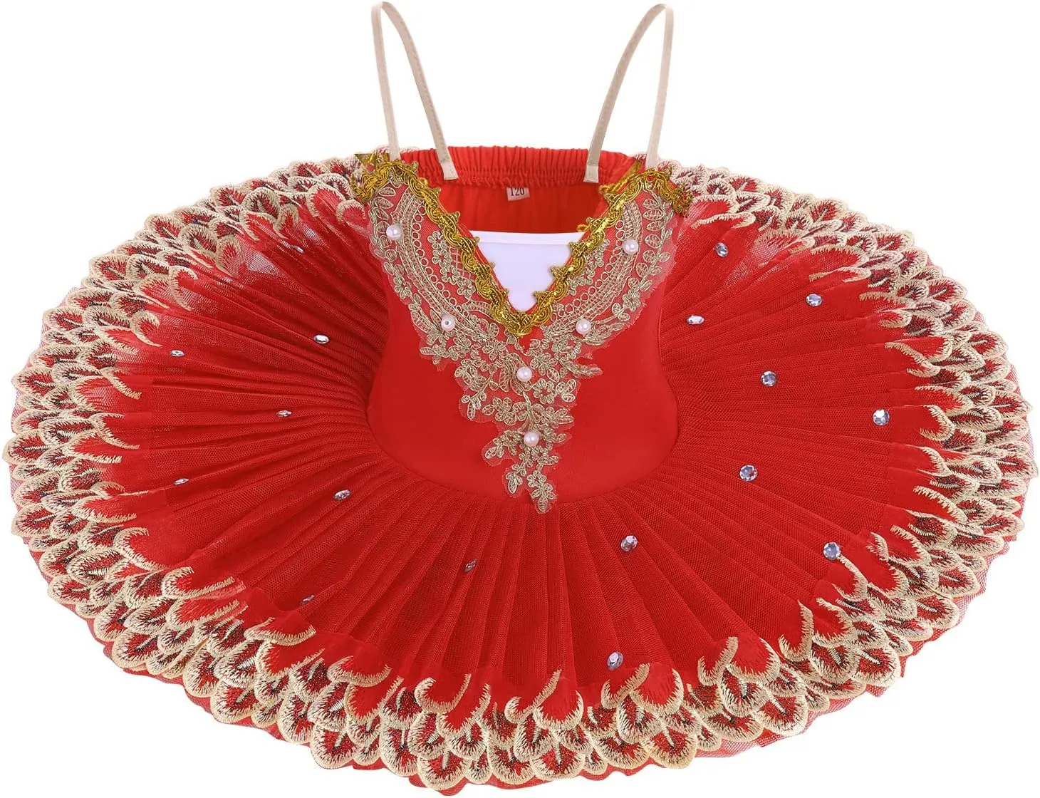 AFAVOM Ballet Leotards for Girls with Platter Tutu Professional Hard Organdy Camisole Skirt Swan Lake Feather Hem Dancewear