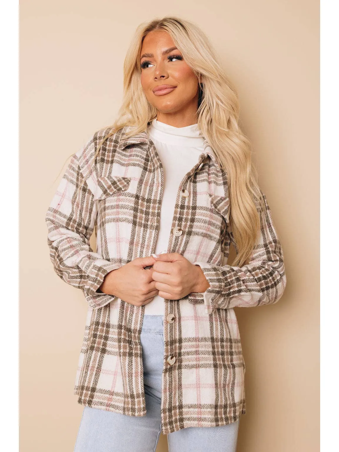 Ally Button Plaid Jacket