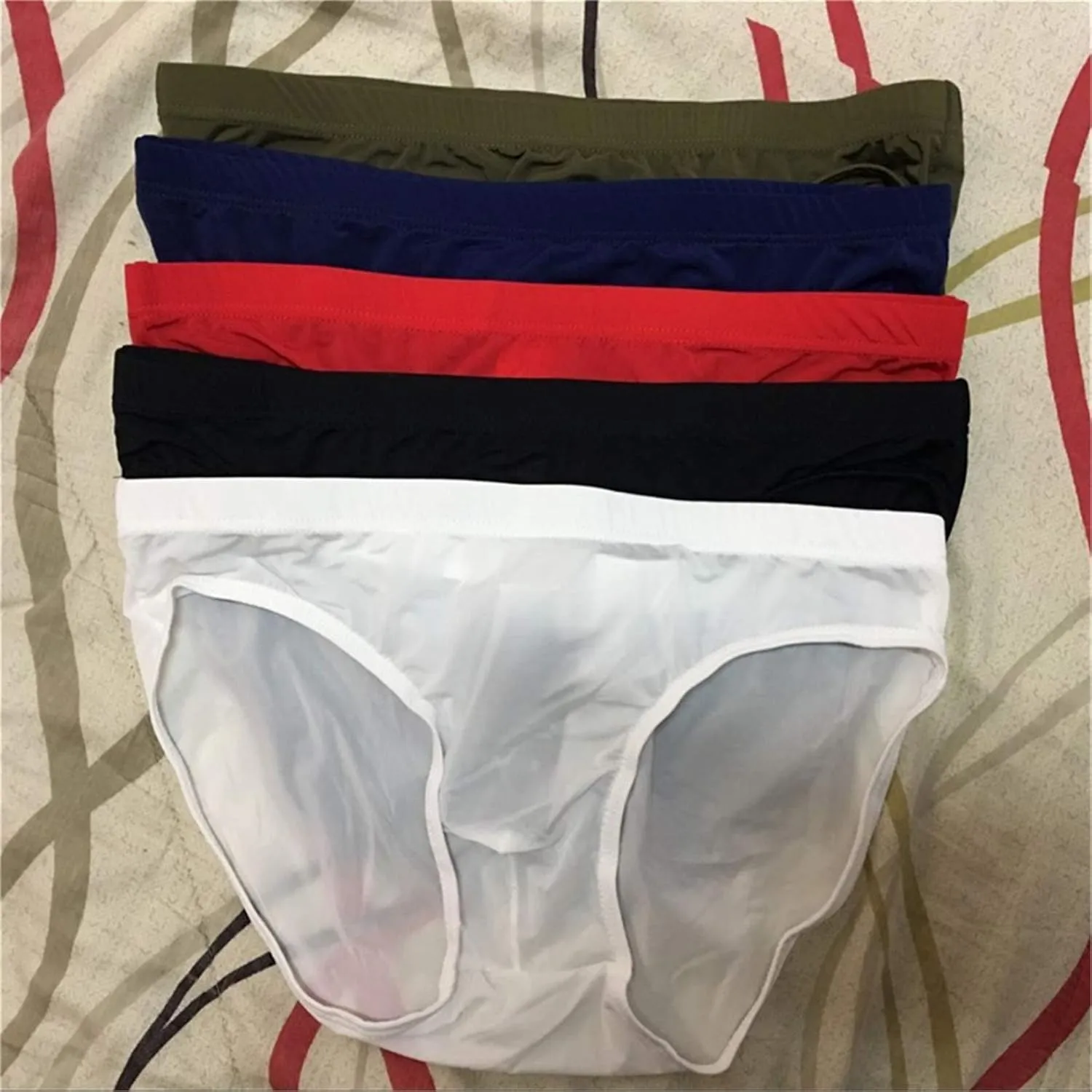 Andongnywell Men's briefs sexy transparent briefs without marks panties Knickers Ice silk underwear underpants