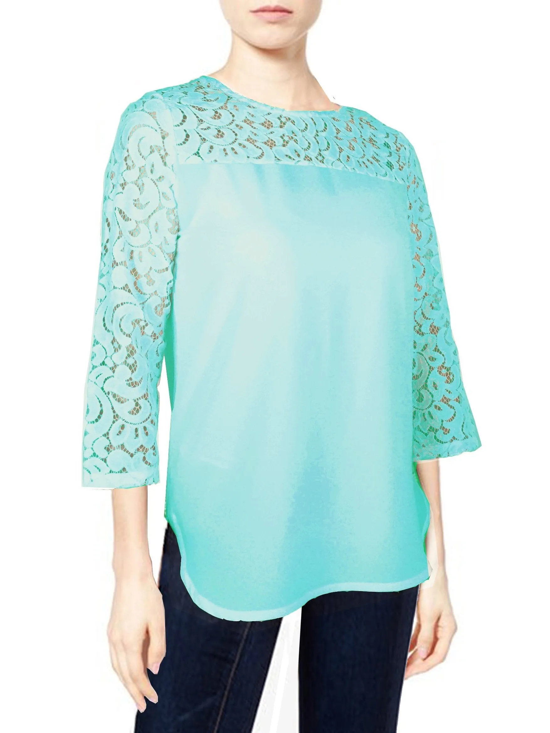 ASHORE WOMENS ELEGANT SHOULDER COTTON LACE TOPS