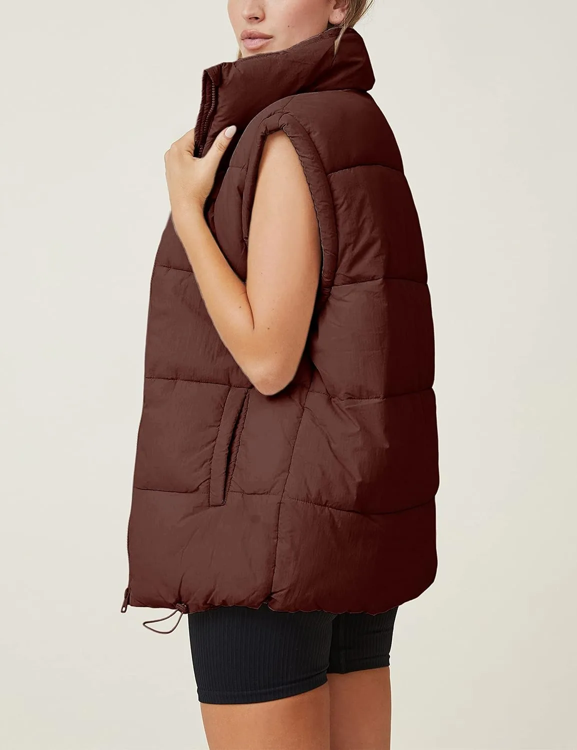 Athlisan Womens Zip Up Puffer Vest Stand Collar Sleeveless Padded Jacket Coat