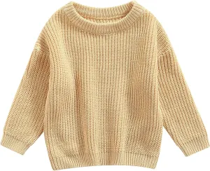 Baby Girl Boy Knit Sweater Blouse Pullover Sweatshirt Warm Crewneck Long Sleeve Tops for Infant Toddler