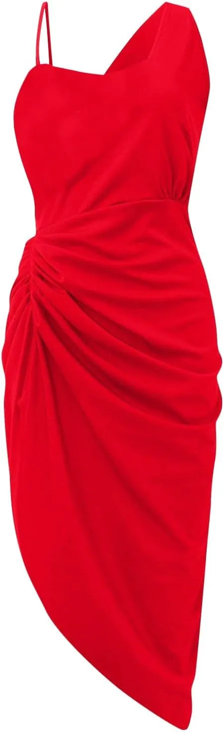 BAXLIMEK Cocktail Dresses for Women,2024 Summer Elegant Sexy Bodycon Wedding Guest Dress,Trendy Irregular Hem Party Dress