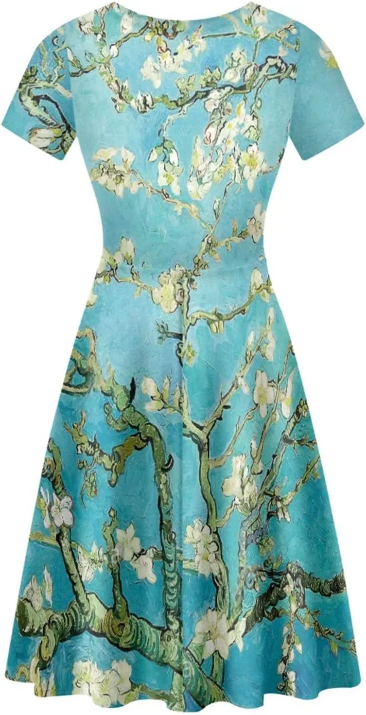 Belidome Women Summer Swing Midi Dress with Sleeves Causal Loose Fit Elegant Size S-4XL Clothes