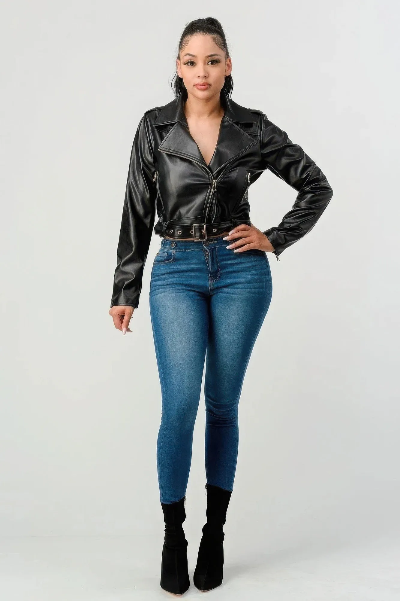 Black PU Leather Jacket in Black | Stylish & Bold Outerwear