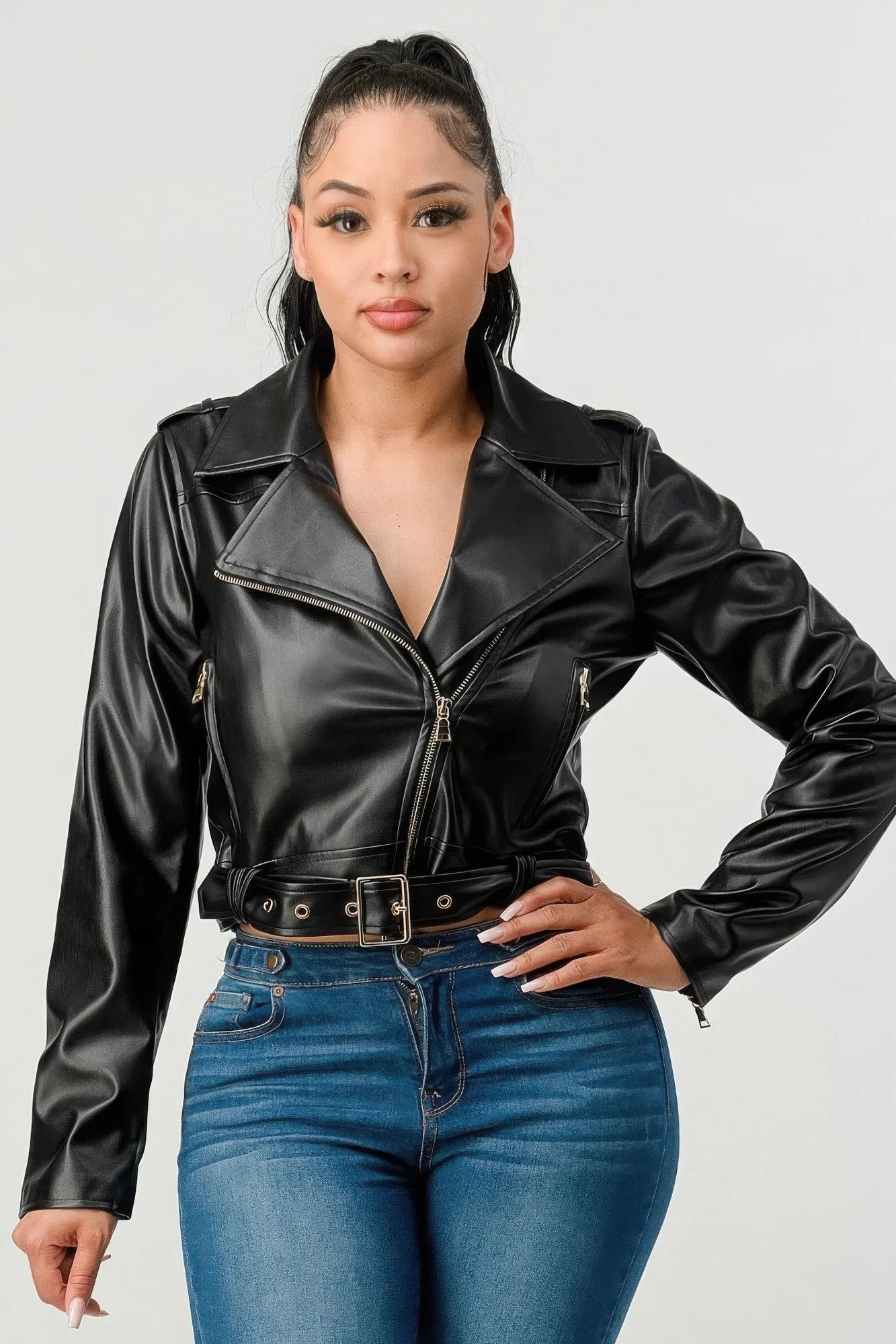 Black PU Leather Jacket in Black | Stylish & Bold Outerwear