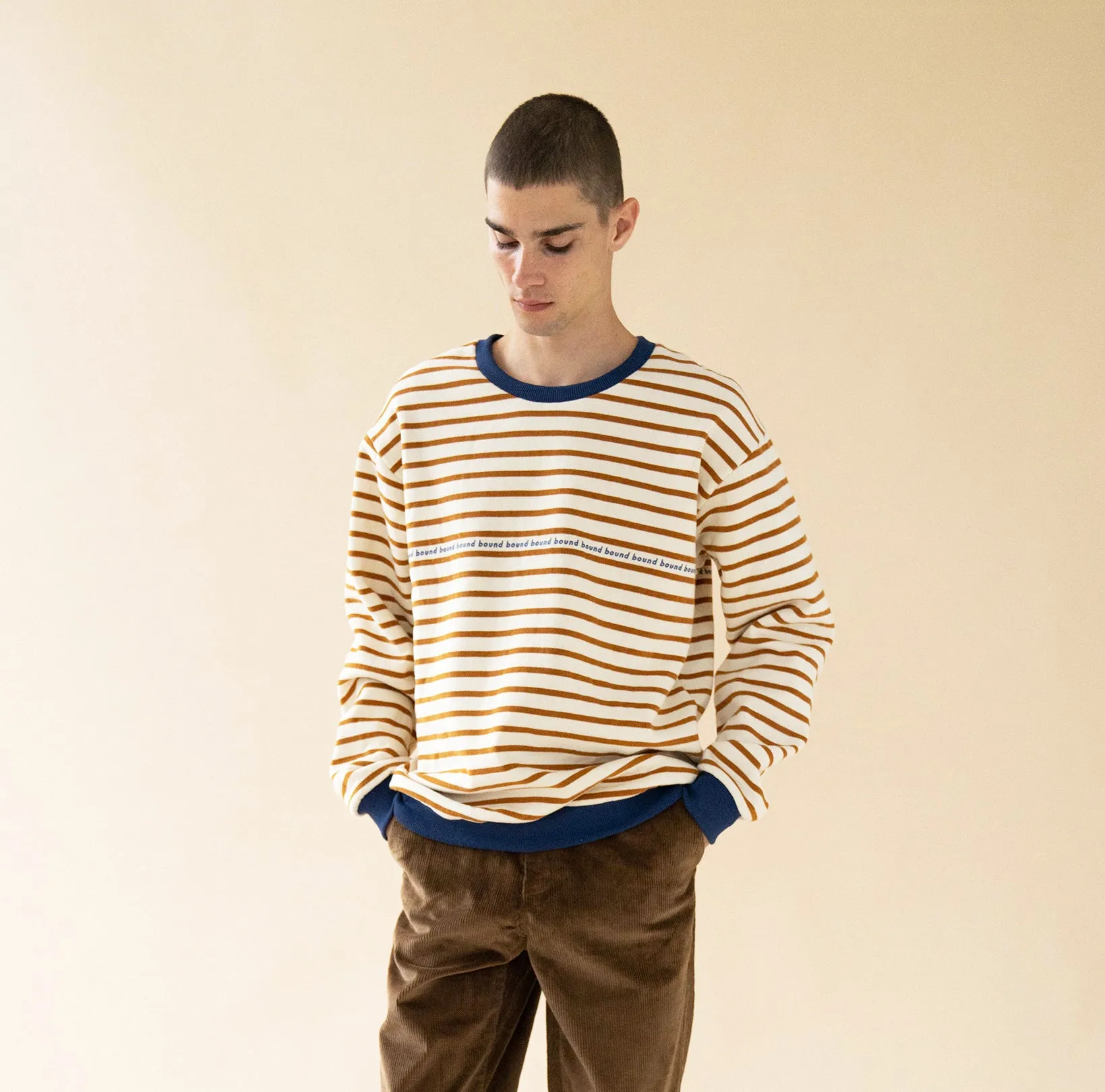 bound 'Cream x Camel' Contrast Stripe Sweater