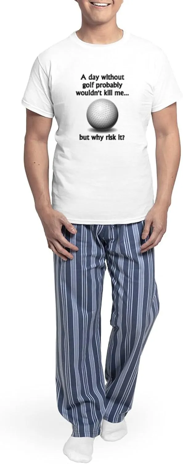 CafePress A Day Without Golf Pajamas Men's Novelty Light Pajama Set, Comfortable PJ Sleepwear