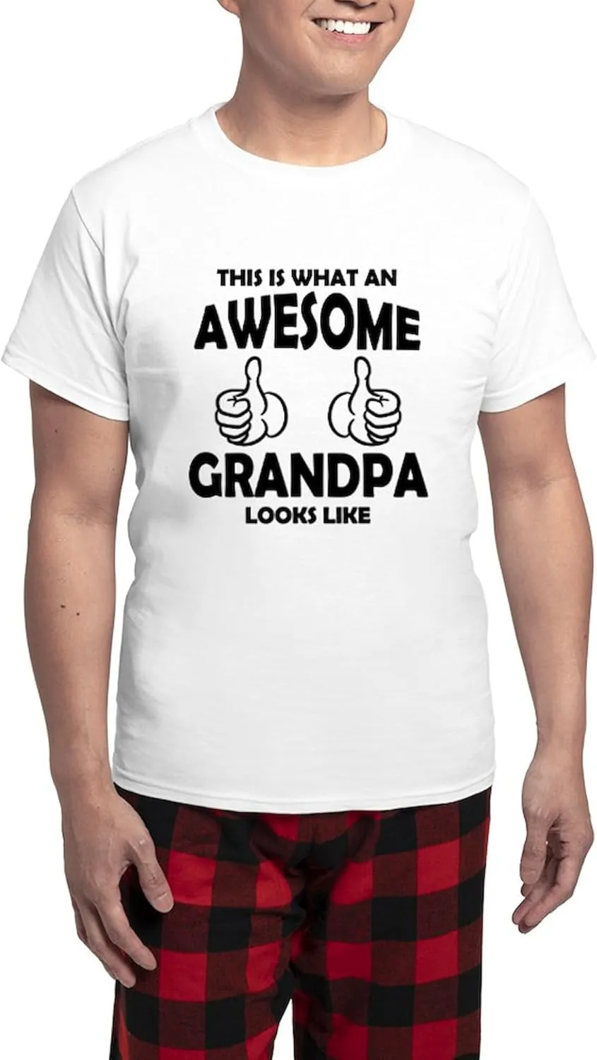 CafePress Awesome Grandpa Looks Like Pajamas Men's Novelty Light Pajama Set, Comfortable PJ Sleepwear