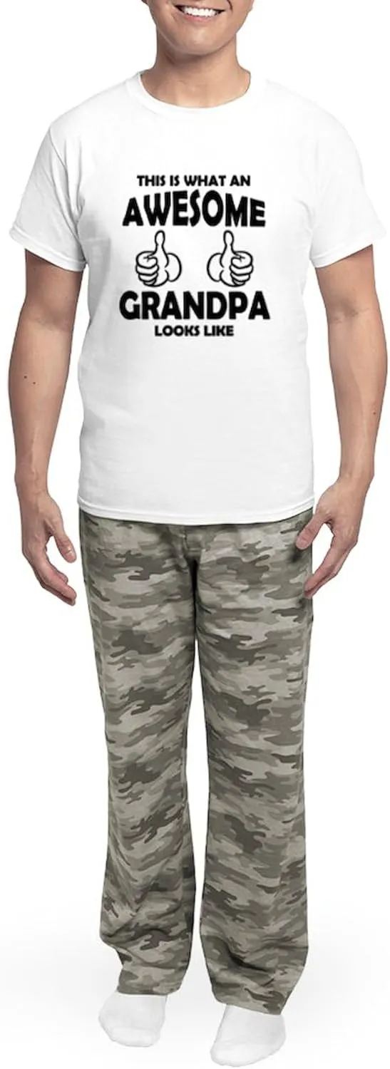 CafePress Awesome Grandpa Looks Like Pajamas Men's Novelty Light Pajama Set, Comfortable PJ Sleepwear