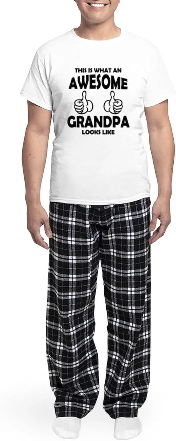 CafePress Awesome Grandpa Looks Like Pajamas Men's Novelty Light Pajama Set, Comfortable PJ Sleepwear