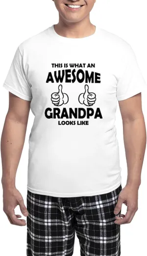 CafePress Awesome Grandpa Looks Like Pajamas Men's Novelty Light Pajama Set, Comfortable PJ Sleepwear