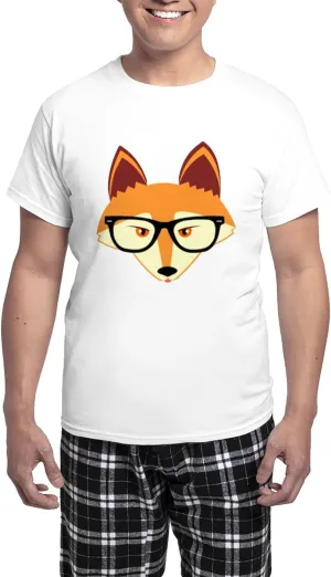 CafePress Cute Hipster Fox With Glasses Pajamas Men's Novelty Light Pajama Set, Comfortable PJ Sleepwear