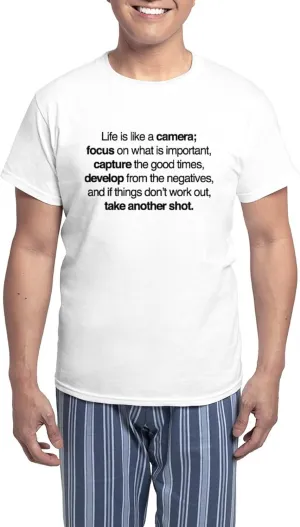 CafePress Life Is Like A Camera Men's Light Pajamas Men's Novelty Light Pajama Set, Comfortable PJ Sleepwear