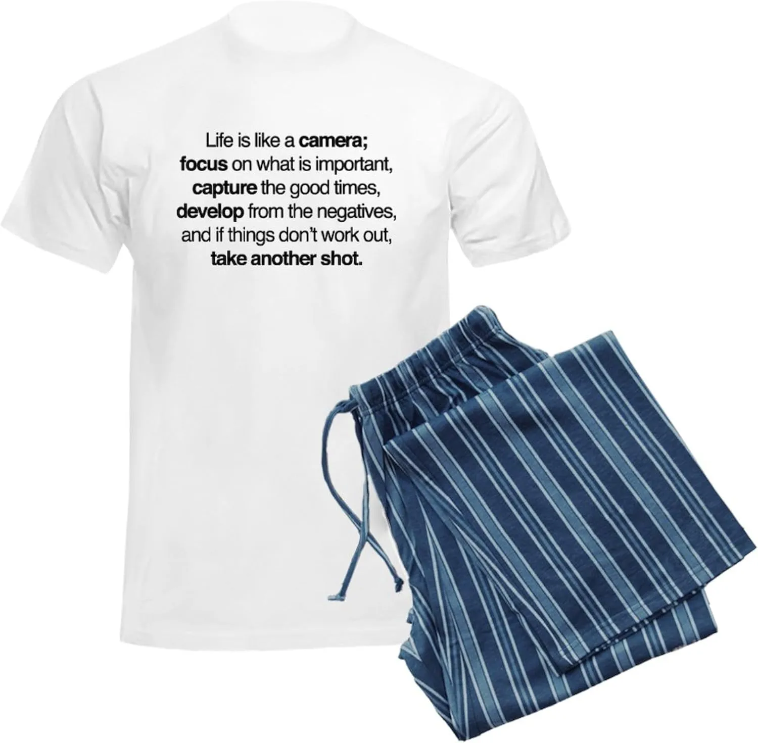 CafePress Life Is Like A Camera Men's Light Pajamas Men's Novelty Light Pajama Set, Comfortable PJ Sleepwear