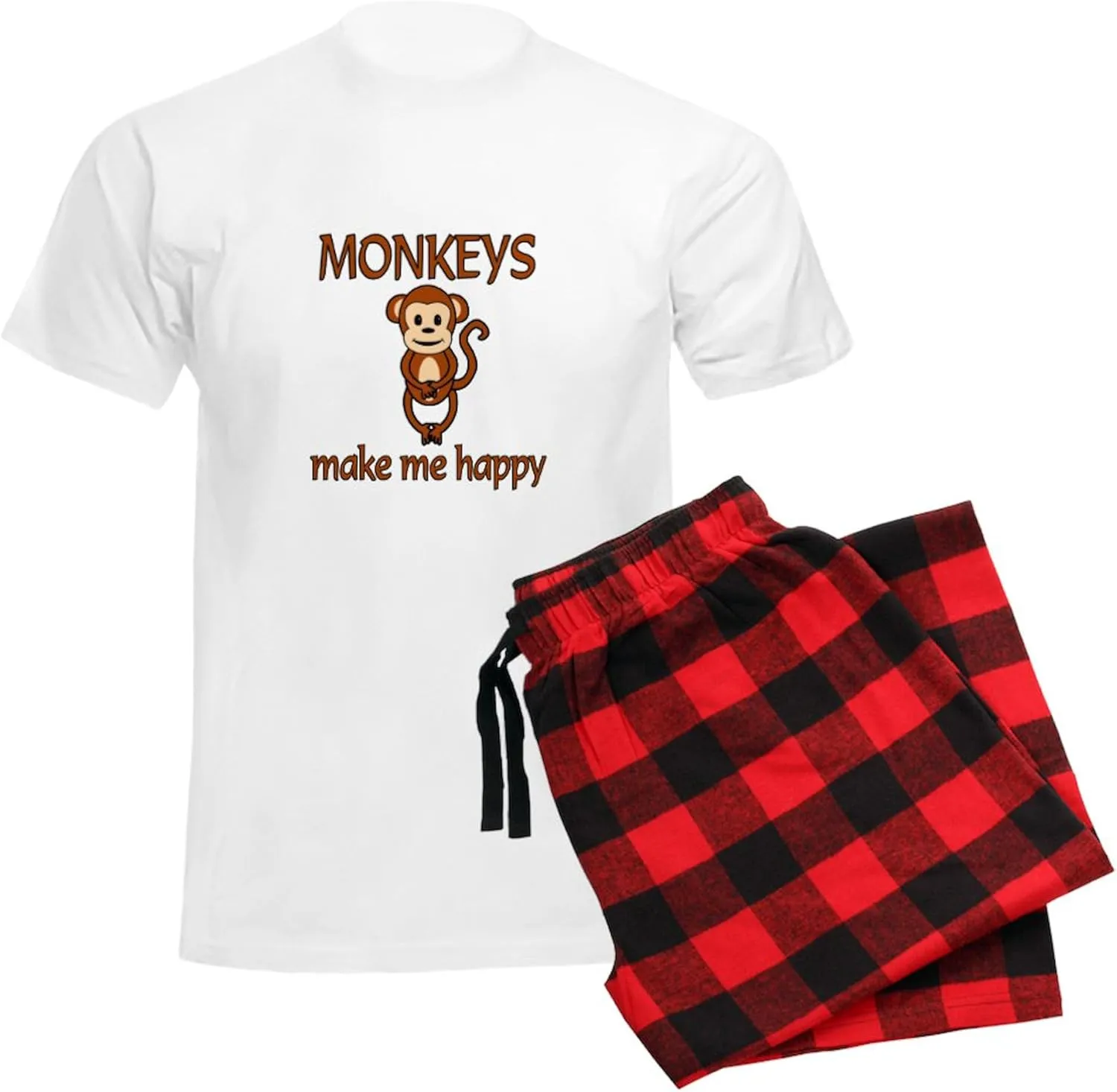 CafePress Monkey Happy Men's Light Pajamas Men's Novelty Light Pajama Set, Comfortable PJ Sleepwear