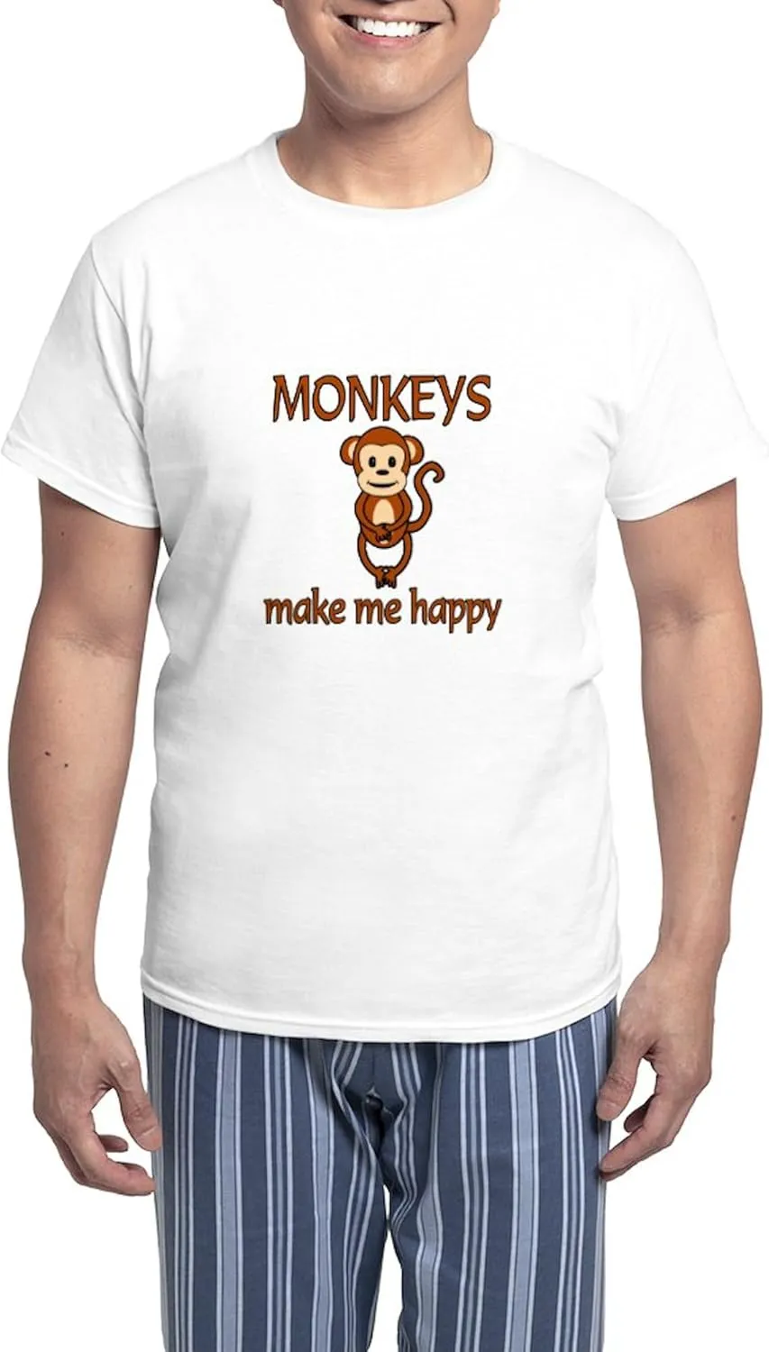 CafePress Monkey Happy Men's Light Pajamas Men's Novelty Light Pajama Set, Comfortable PJ Sleepwear