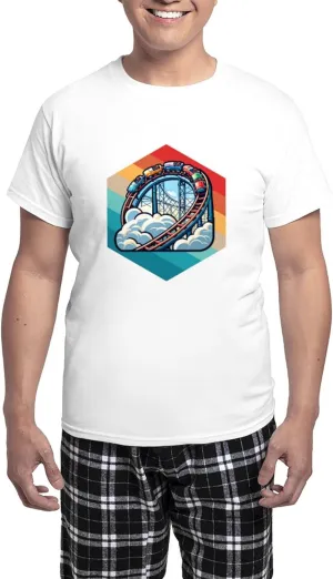 CafePress Retro Vintage Roller Coaster Pajamas Men's Novelty Light Pajama Set, Comfortable PJ Sleepwear