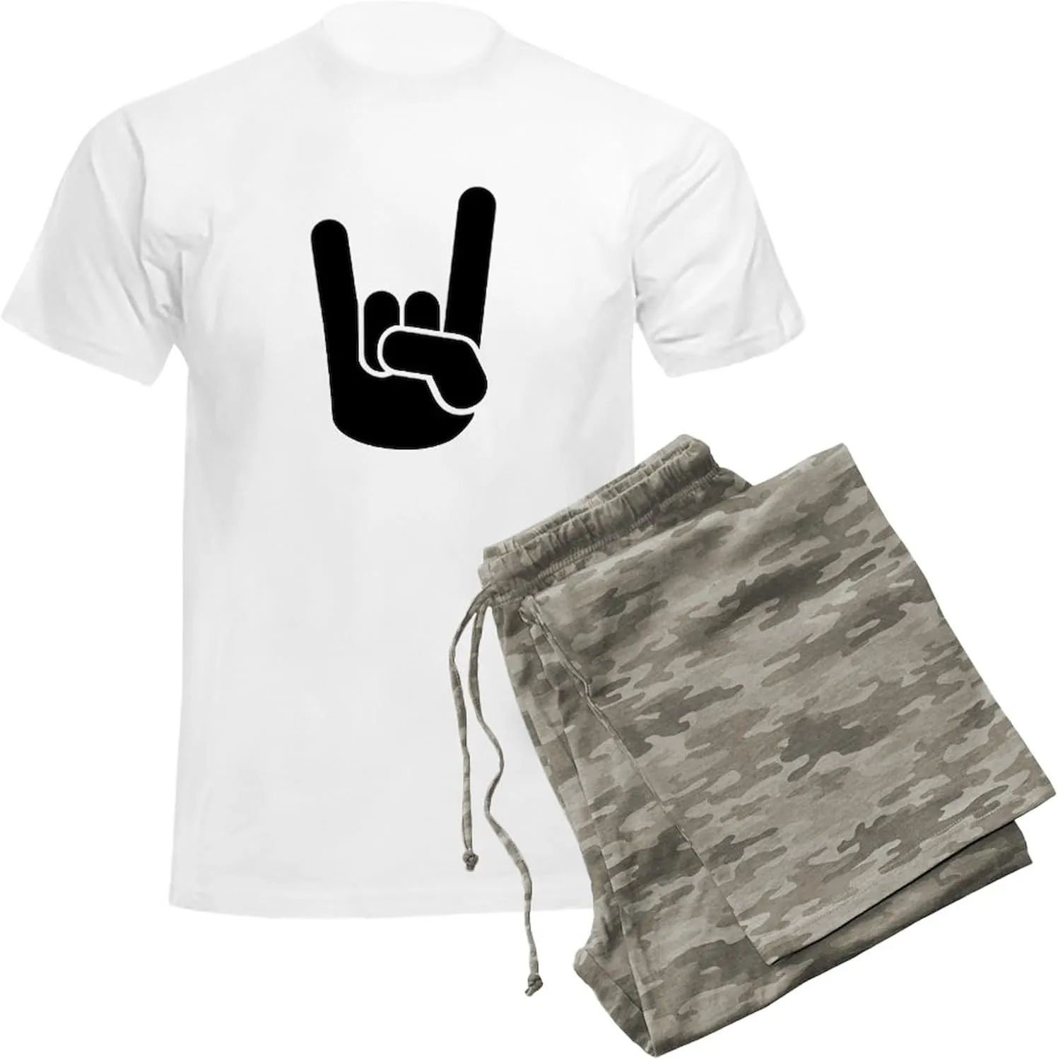 CafePress Rock Metal Hand Men's Light Pajamas Men's Novelty Light Pajama Set, Comfortable PJ Sleepwear