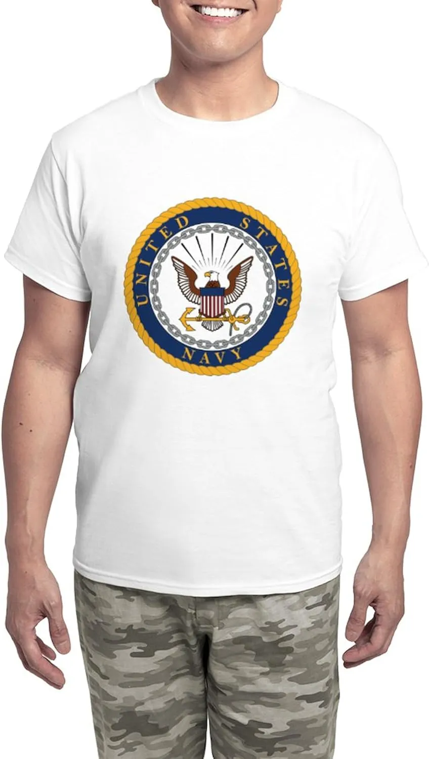 CafePress US Navy Emblem Men's Light Pajamas Men's Novelty Light Pajama Set, Comfortable PJ Sleepwear