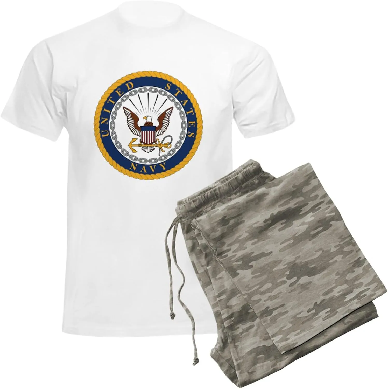 CafePress US Navy Emblem Men's Light Pajamas Men's Novelty Light Pajama Set, Comfortable PJ Sleepwear