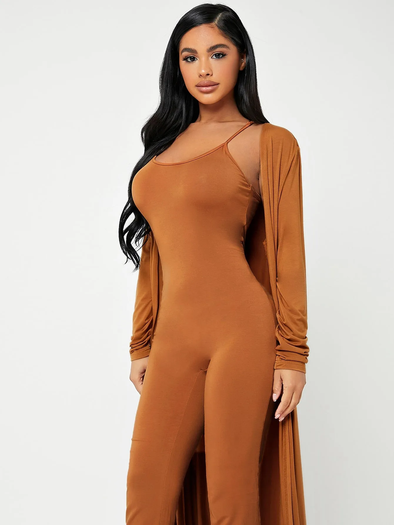 Casual Plain Long Sleeve Spaghetti Strap Women Two-Piece Outfits