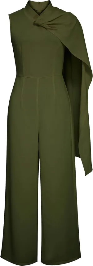 CHIC STAR Womens One-shoulder Draped Jumpsuit