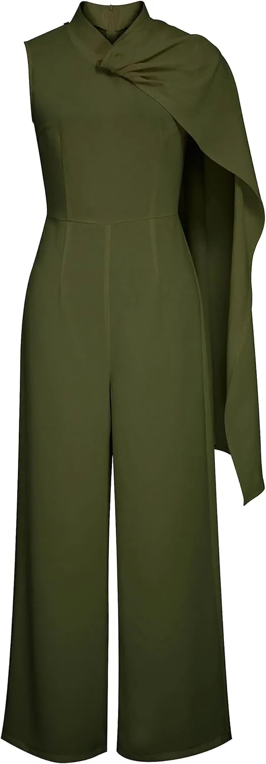 CHIC STAR Womens One-shoulder Draped Jumpsuit