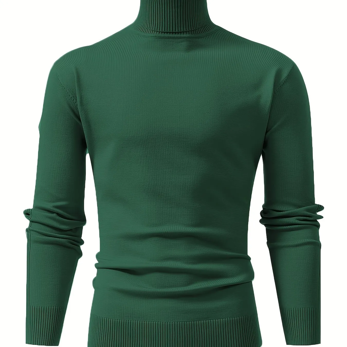 ChicMy-Fall Outfits   All Match Knitted Thermal Solid Sweater, Men's Casual Warm High Stretch Stand Collar Pullover Sweater For Fall Winter