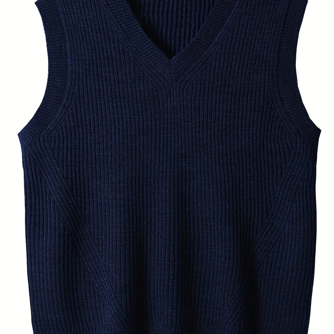 ChicMy-Fall Outfits Plus Size Men's Solid Knit Textured Vest Sweater For Spring/autumn, Oversized Trendy Sleeveless Sweater For Males, Men's Clothing