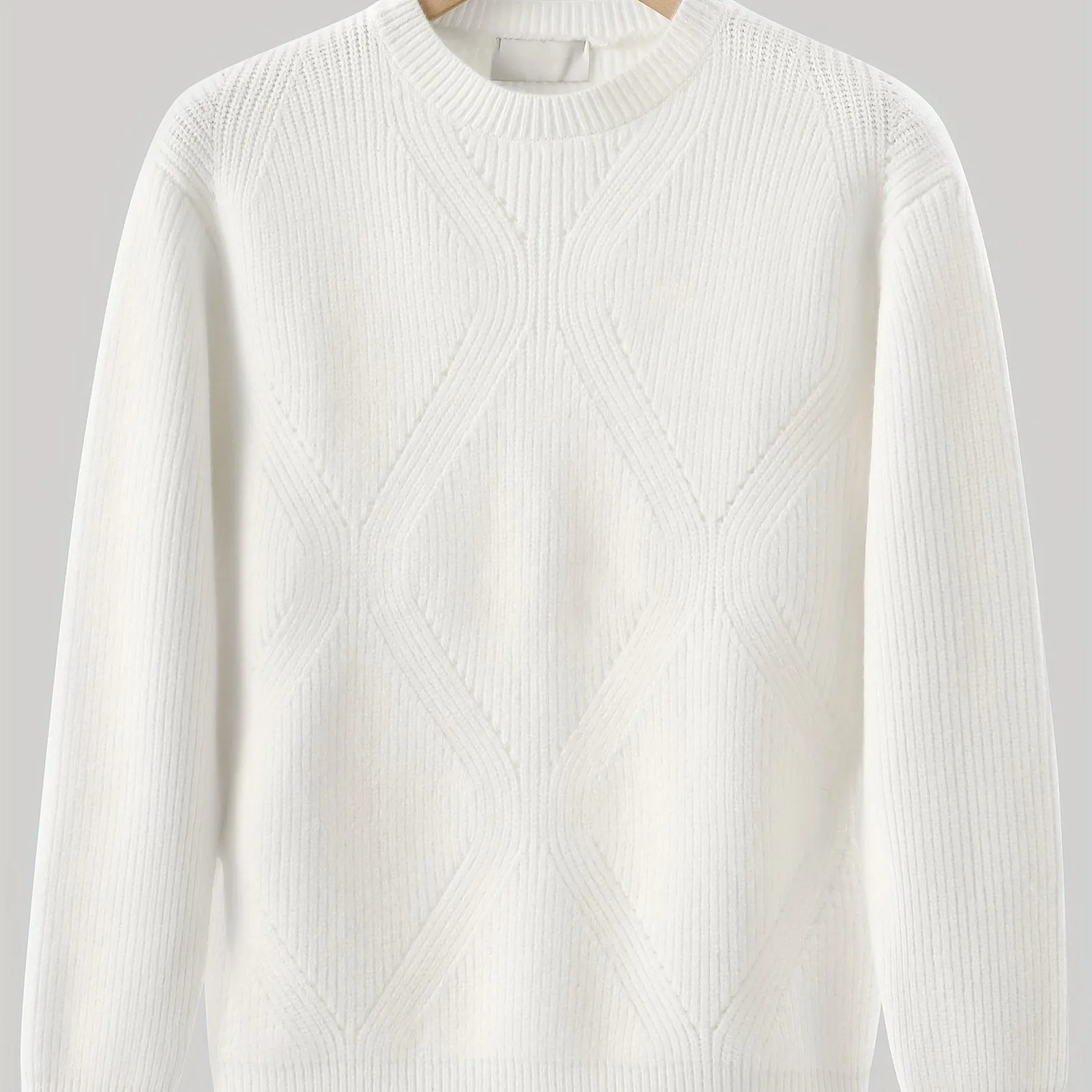 ChicMy-Fall Outfits -Valentine's Day gift All Match Knitted Sweater, Men's Casual Warm High Stretch Crew Neck Pullover Sweater For Men Fall Winter