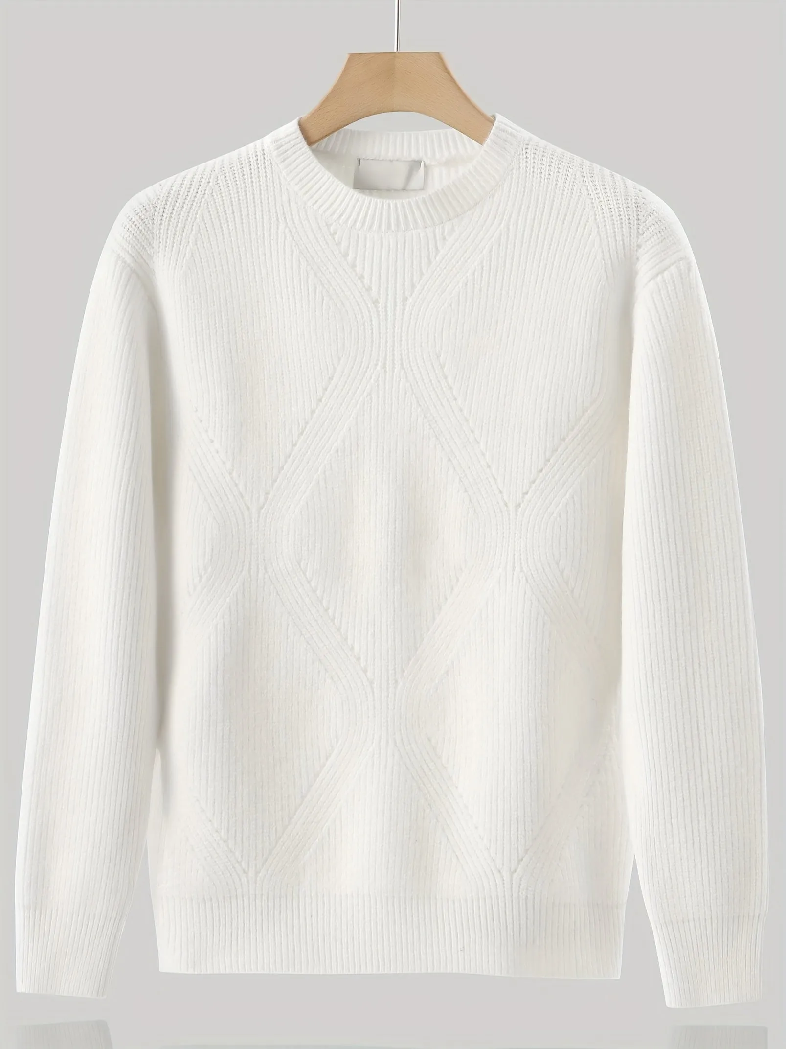 ChicMy-Fall Outfits -Valentine's Day gift All Match Knitted Sweater, Men's Casual Warm High Stretch Crew Neck Pullover Sweater For Men Fall Winter