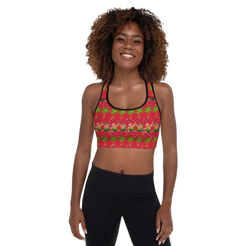 Christmas in Hawaii Padded Sports Bra