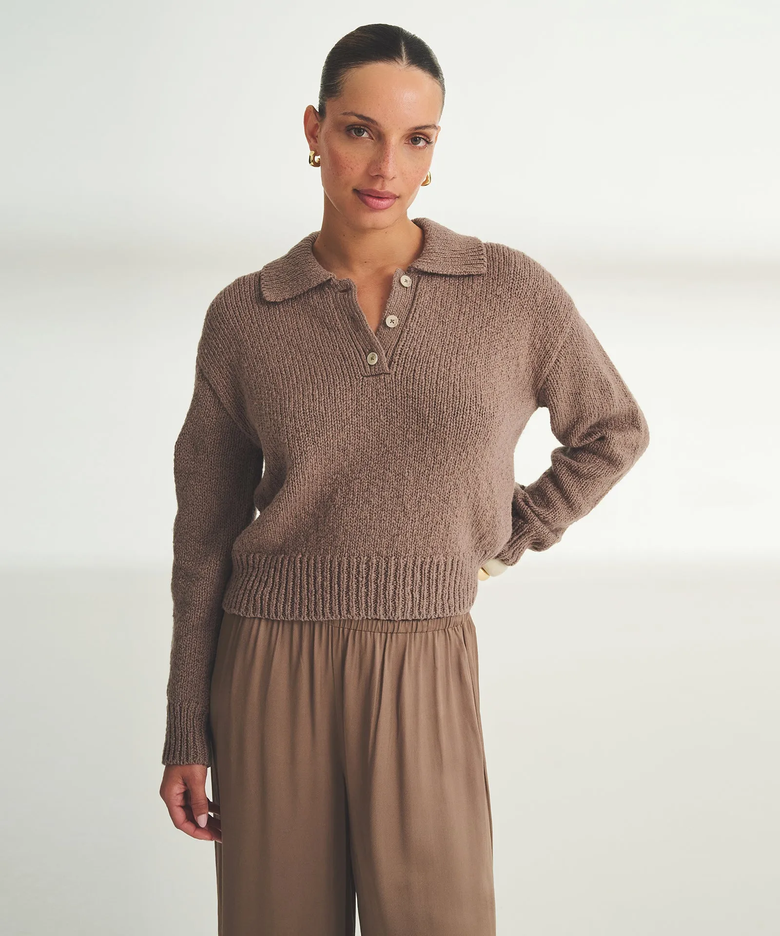 Chunky Cotton Polo Sweater