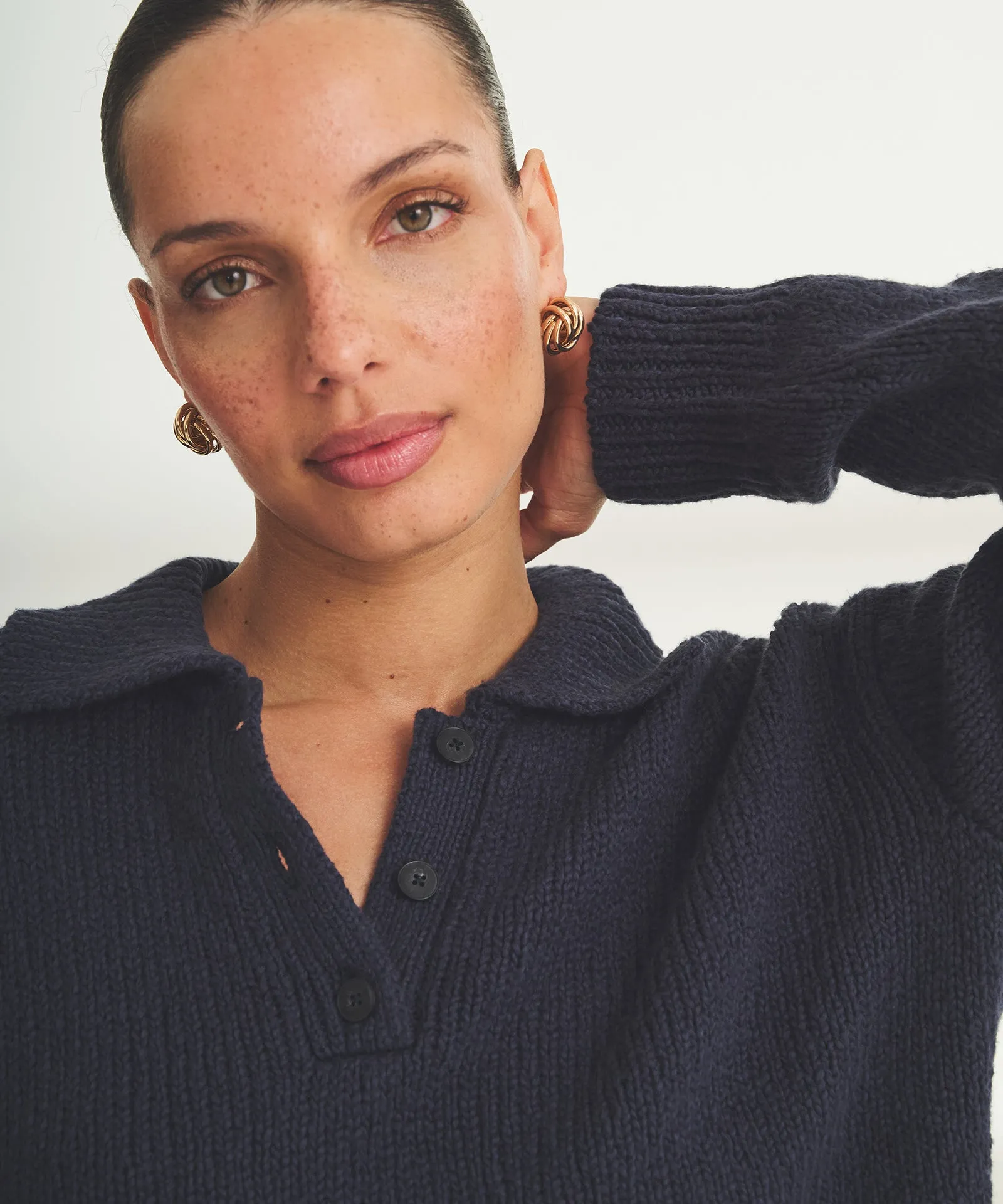 Chunky Cotton Polo Sweater