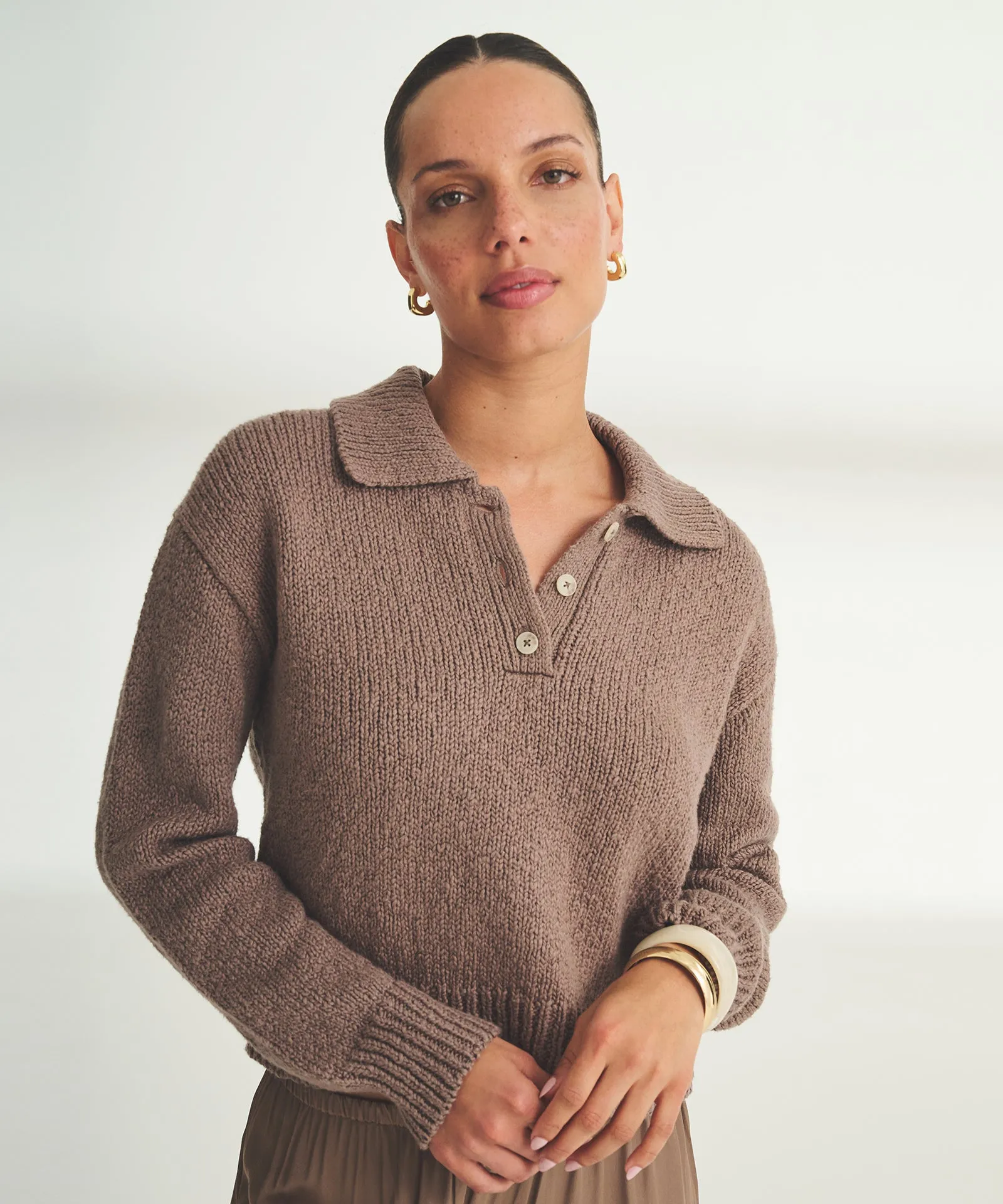 Chunky Cotton Polo Sweater