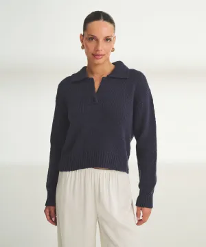 Chunky Cotton Polo Sweater