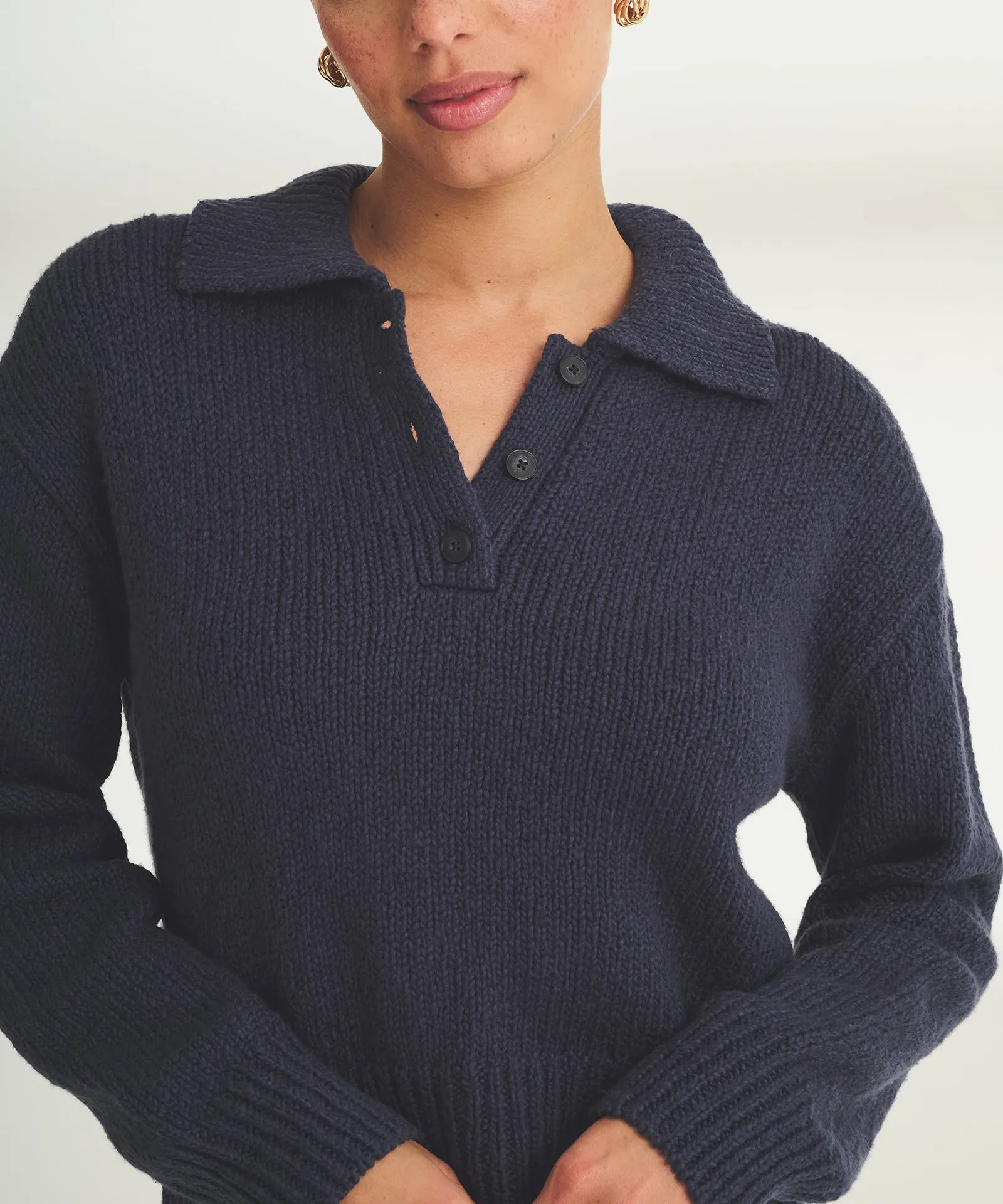 Chunky Cotton Polo Sweater