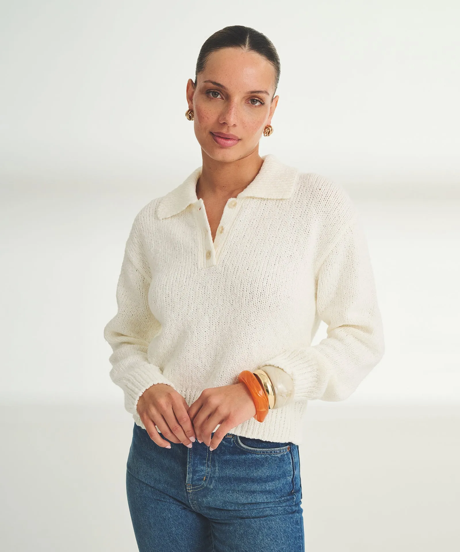 Chunky Cotton Polo Sweater