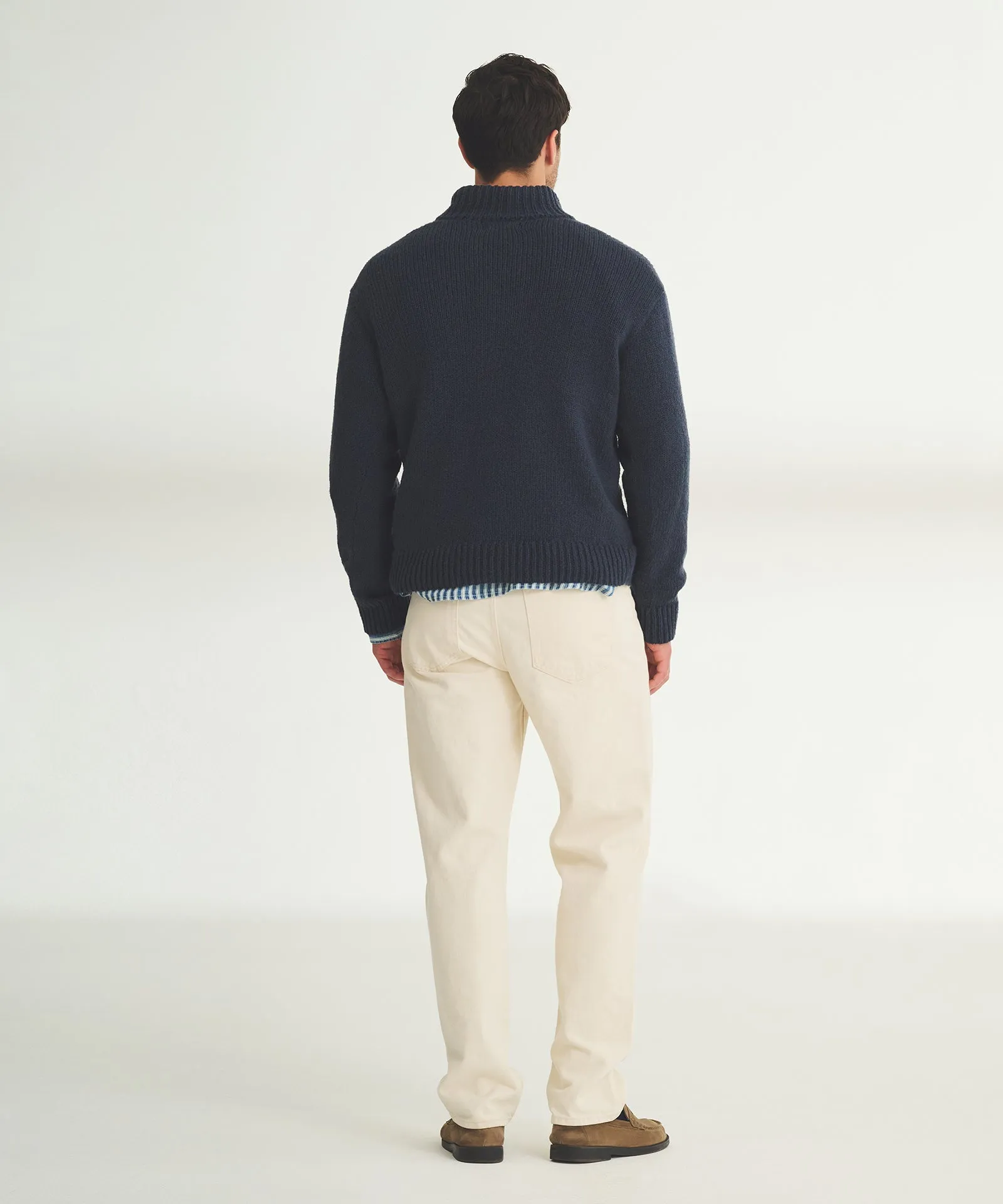 Chunky Cotton Quarter Button Down Sweater
