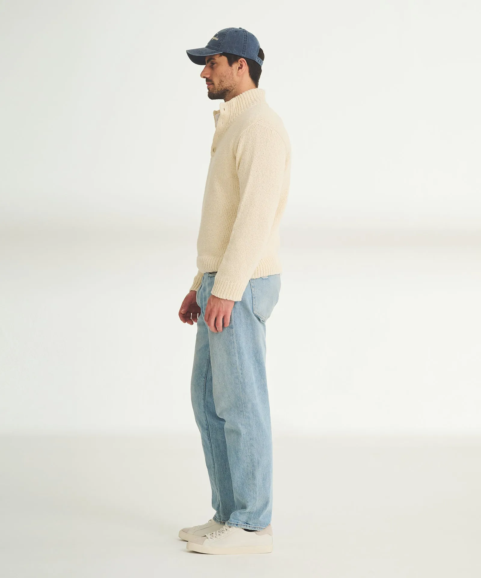 Chunky Cotton Quarter Button Down Sweater
