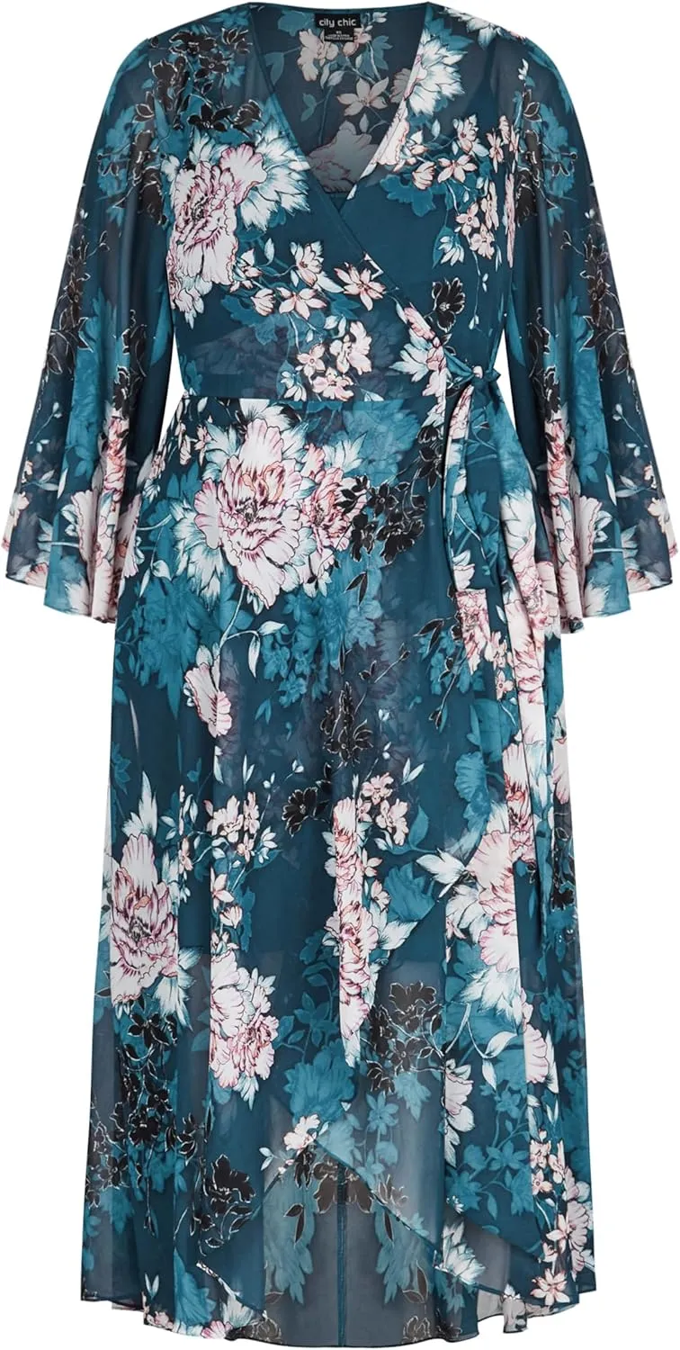 City Chic Women's Plus Size Jade Blossom Maxi Dress